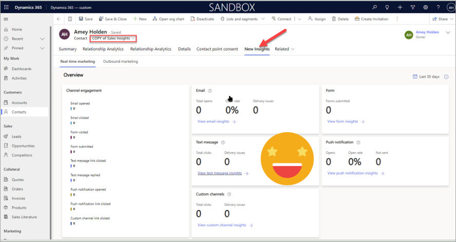 Add the Insights tab to Lead and Contact forms in Dynamics 365 Marketing